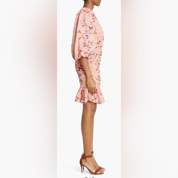 TiMo Ruched Floral Embroidered Jacquard Dress - Picture 3 of 12